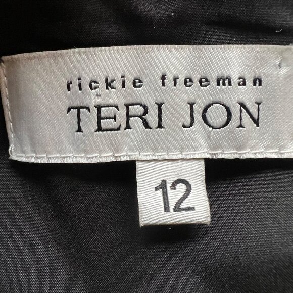 Rickie Freeman Teri Jon Size 12 Black & Silver Embroidered Sleeveless Mini Dress - Picture 9 of 16